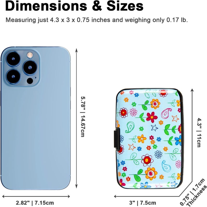 Kaabao Credit Card Holder for Women Men RFID Blocking Wallet Small Business Metal Slim Mini Aluminum Hard Case (Doodle Garden Floral) - Image 3